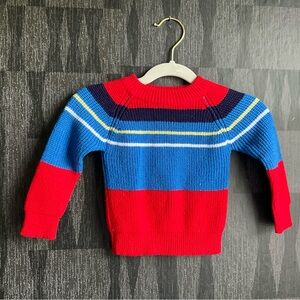 Vintage kids sweater red/blue stripe, size 12mo
